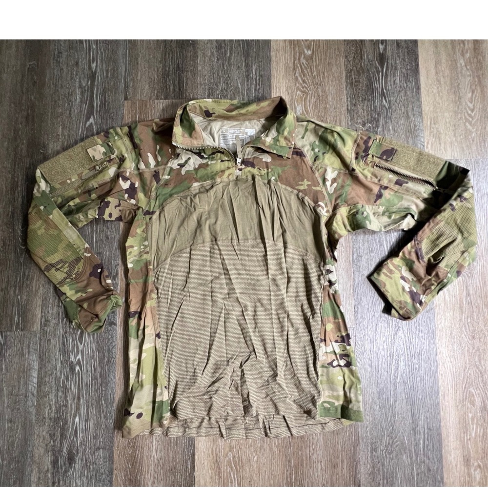 Massif Combat Shirt Mens Large Multicam OCP FR Flame Resistant 1/4 Zip Tactical